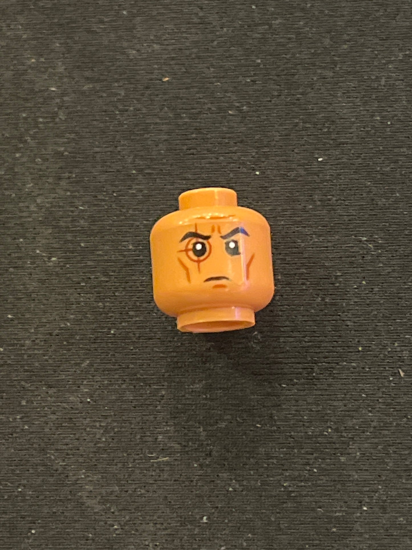 Minifigure, Head SW Black Eyebrows, Dark Red Crosshair Tattoo and Dark Orange Cheek Lines Pattern 3626pb3046 Lego