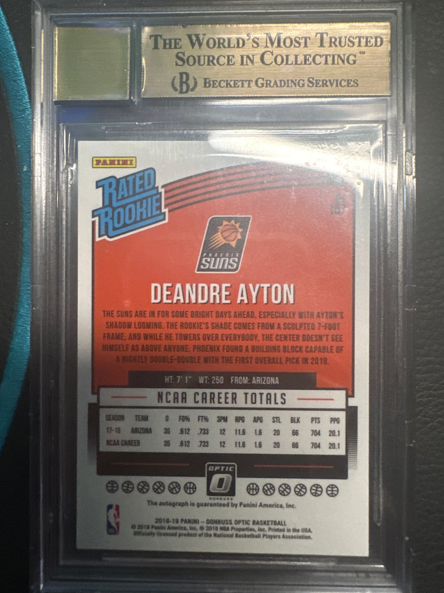 Deandre Ayton 157 2018 Optic Holo Auto BGS 9.5