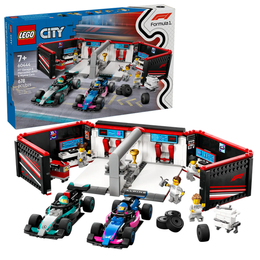 60444 F1 Garage & Mercedes-AMG & Alpine Cars City Lego Set