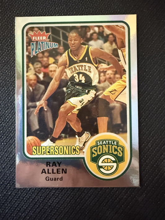 #126 Ray Allen 2002-03 Fleer Platinum SN #/100 SuperSonics Platinum Finish