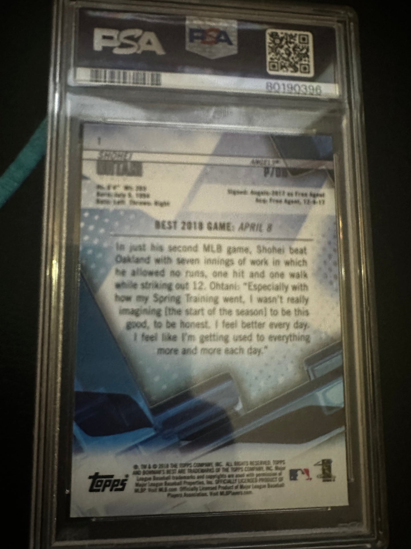 Shohei Ohtani 1 2018 Bowman’s Best PSA 10 Angels