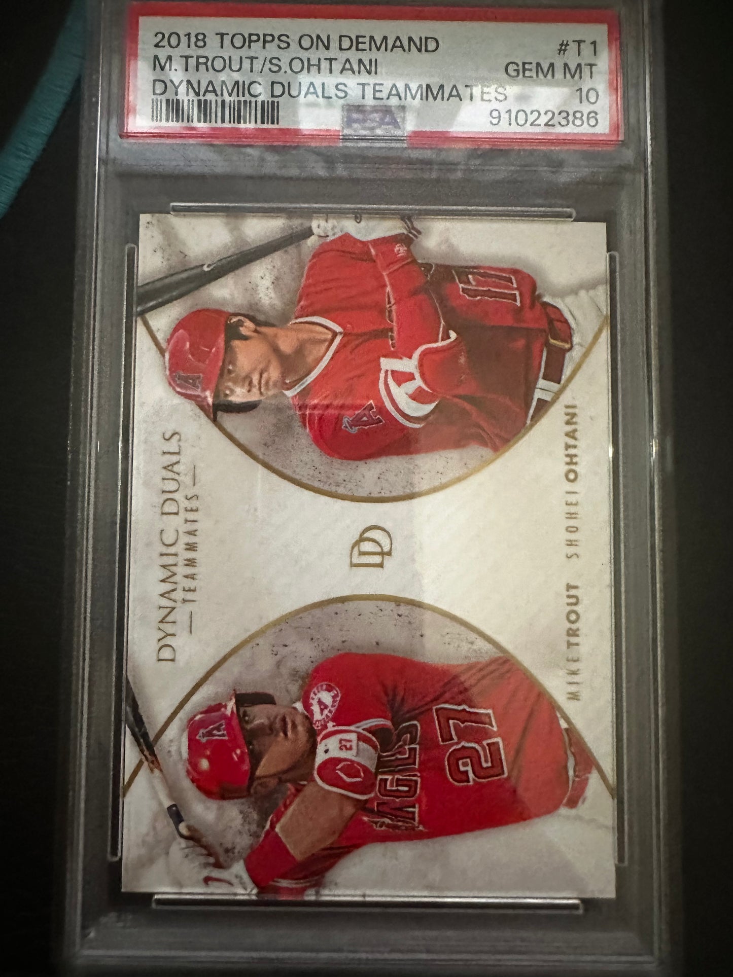 Shohei Ohtani Mike Trout T1 2018 Topps on Demand Dynamic Duals Teammates PSA 10 Angels