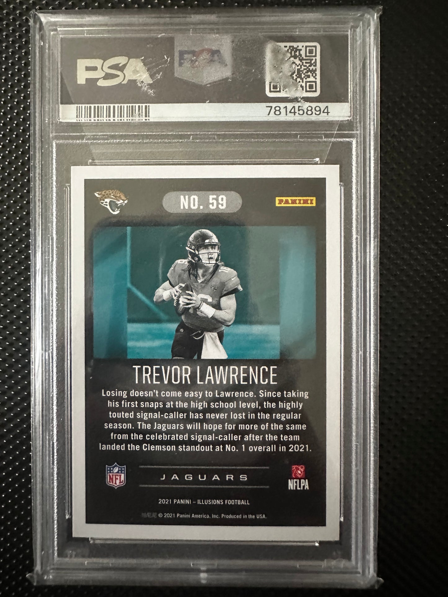 Trevor Lawrence 59 2021 Illusions Trophy Collections Dots PSA 9