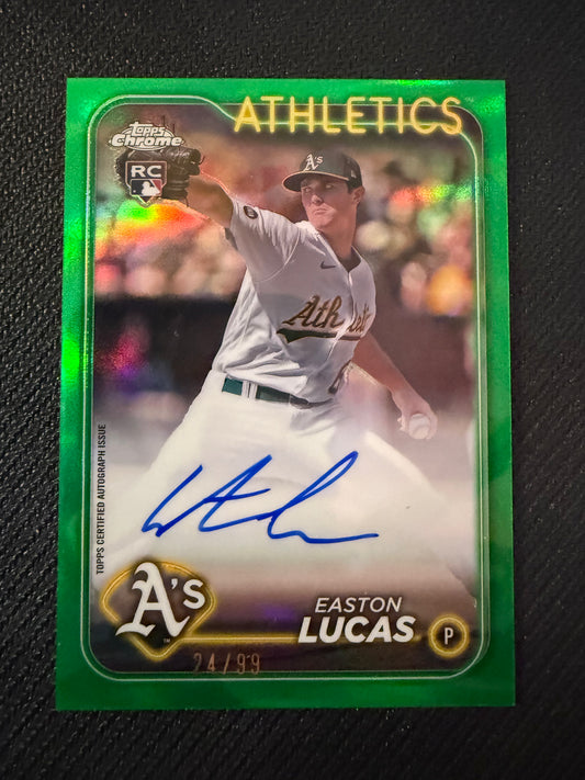 #RA-EL Easton Lucas 2024 Topps Chrome /99 Athletics Auto Green Refractor