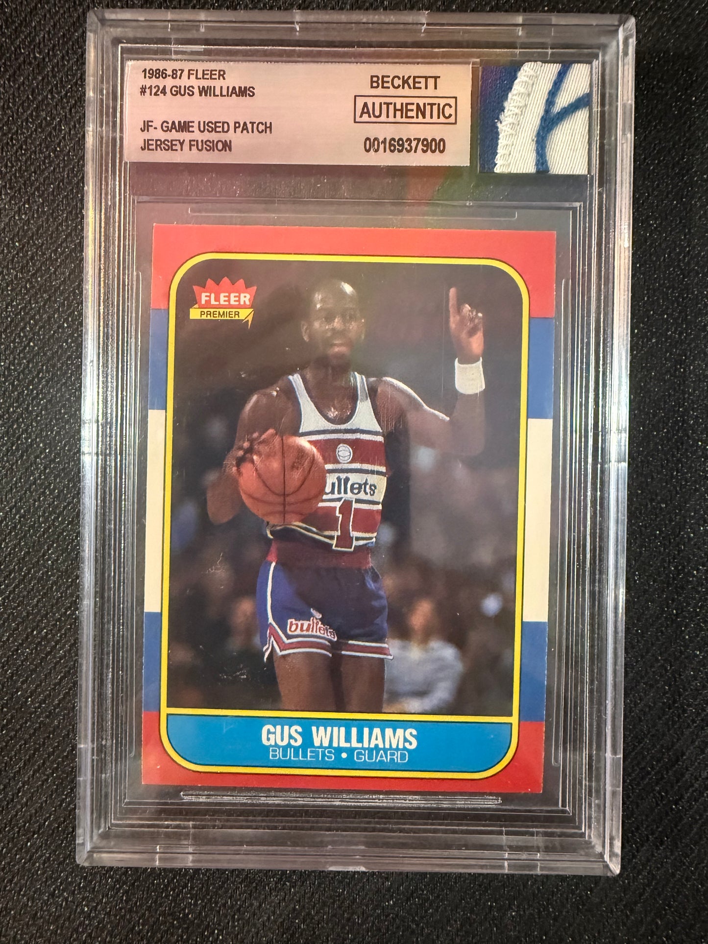 #124 Gus Williams 1986 Fleer Jersey Fusion Game Used Patch BGS Authentic