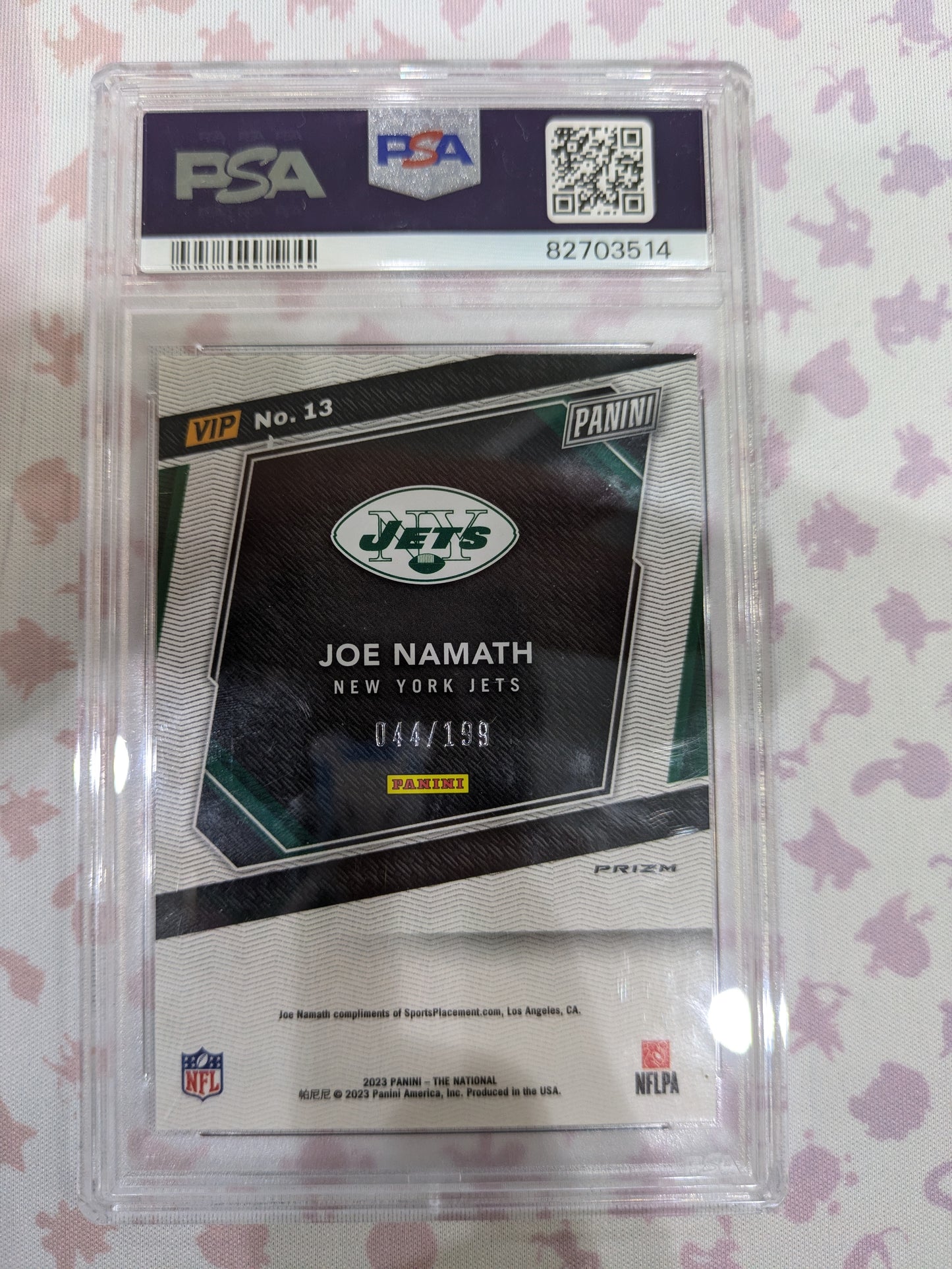 Joe Namath 13 44/199 New York Jets Red Sparkle 2023 Panini-The National