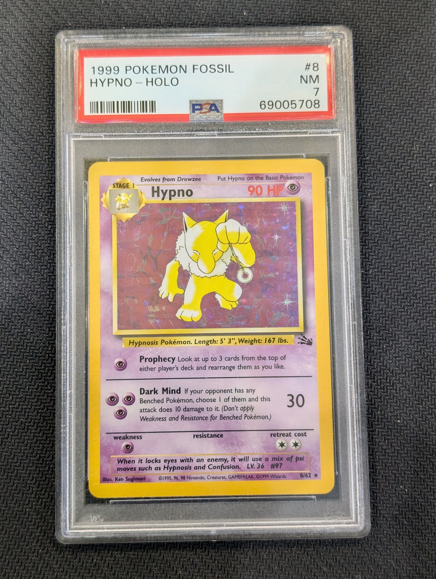 #8/62 Hypno Fossil PSA 7