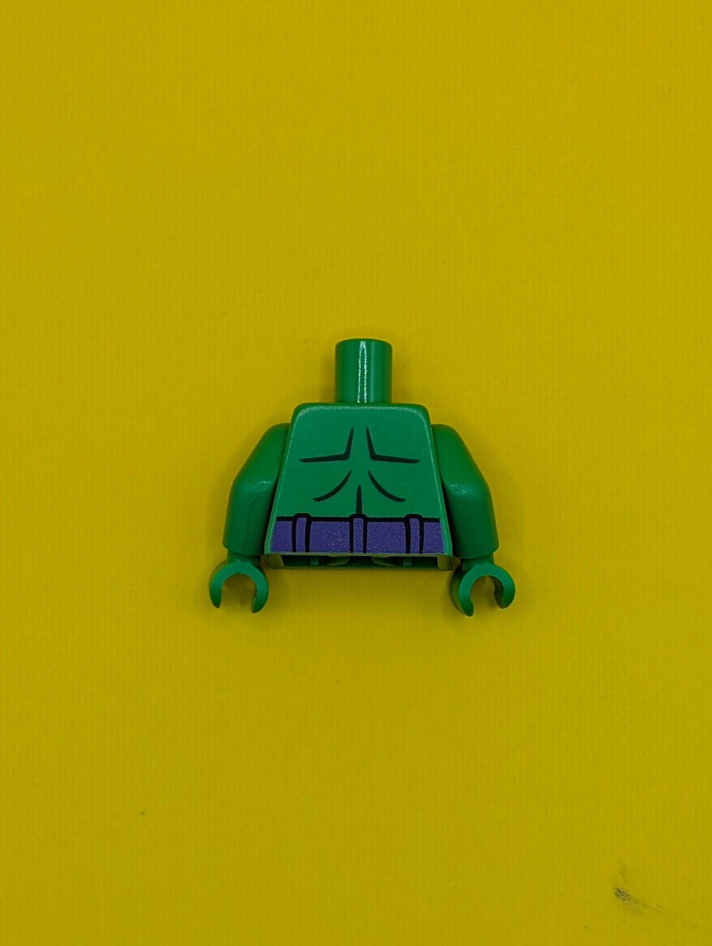 Torso Bare Chest with Dark Green Muscles Outline, Dark Purple Belt with Silver Capital Letter H Buckle Pattern / Bright Green Arms / Bright Green Hands 973pb2291c01 Lego
