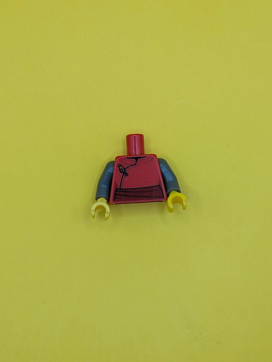 Torso Samurai Robe Female with Black Clasp and Dark Red Sash Pattern / Dark Bluish Gray Arms / Yellow Hands 973pb1852c01 Lego