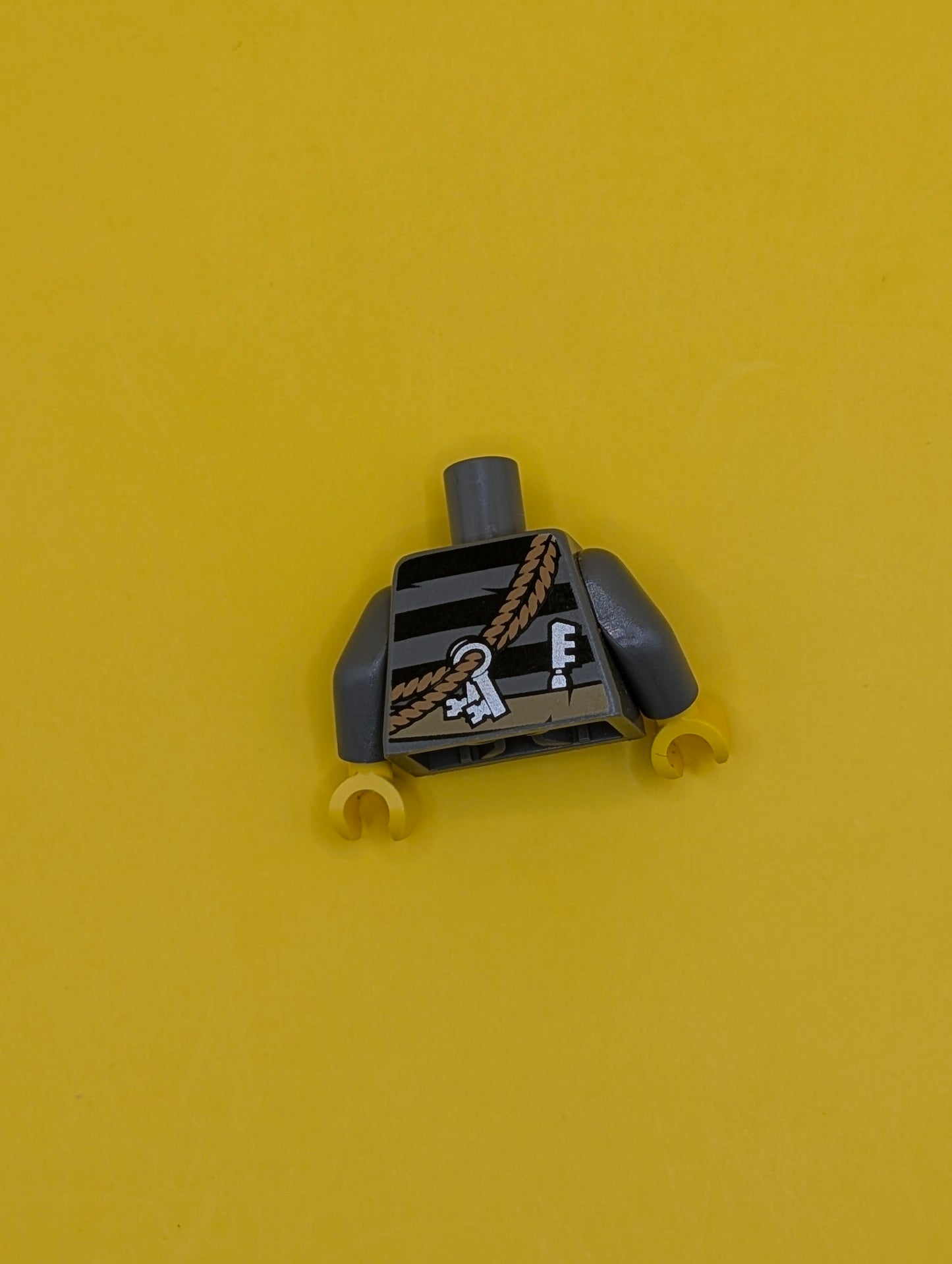 Torso Sweater Striped with Utility Belt, Rope and Keys Pattern / Dark Bluish Gray Arms / Yellow Hands 973pb1322c01 Lego