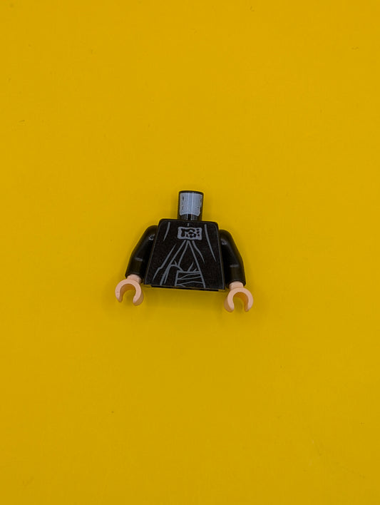 973pb1766c01 Torso SW Sith Robe with Silver Neck Adornment, Belt Tied on Right Pattern (Palpatine) / Black Arms / Tan Hands Lego Part