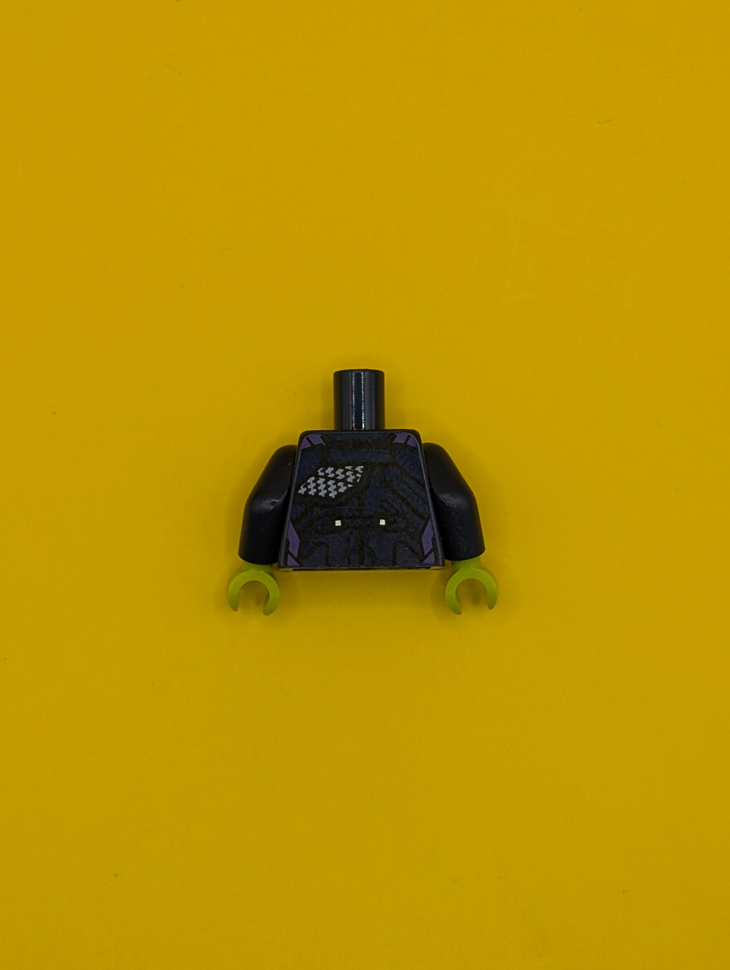 973pb3382c01 Torso Robes with Diagonal Sash and Dark Purple Trim Pattern / Dark Blue Arms / Lime Hands Lego Part