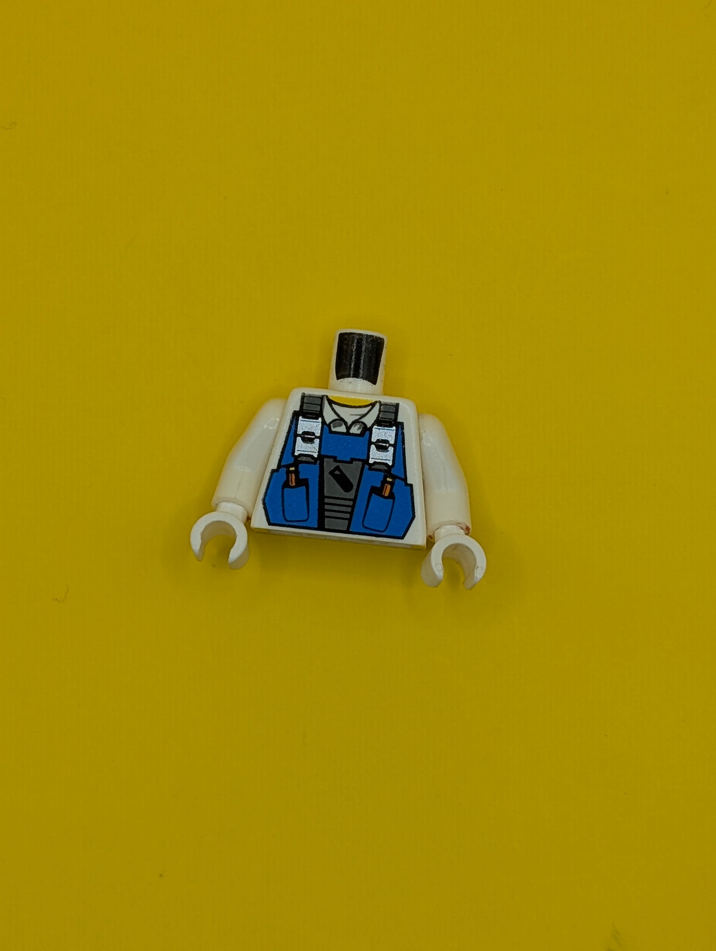Torso Power Miners Blue Vest over Shirt with Collar Pattern / White Arms / White Hands 973pb0535c01 Lego