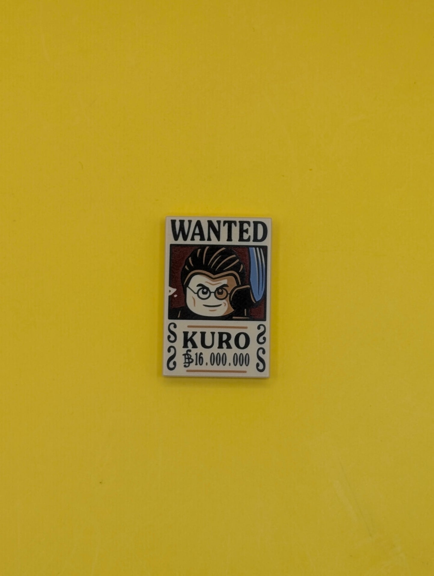 Kuro Wanted Poster One Piece Printed Tile Piece Lego Part