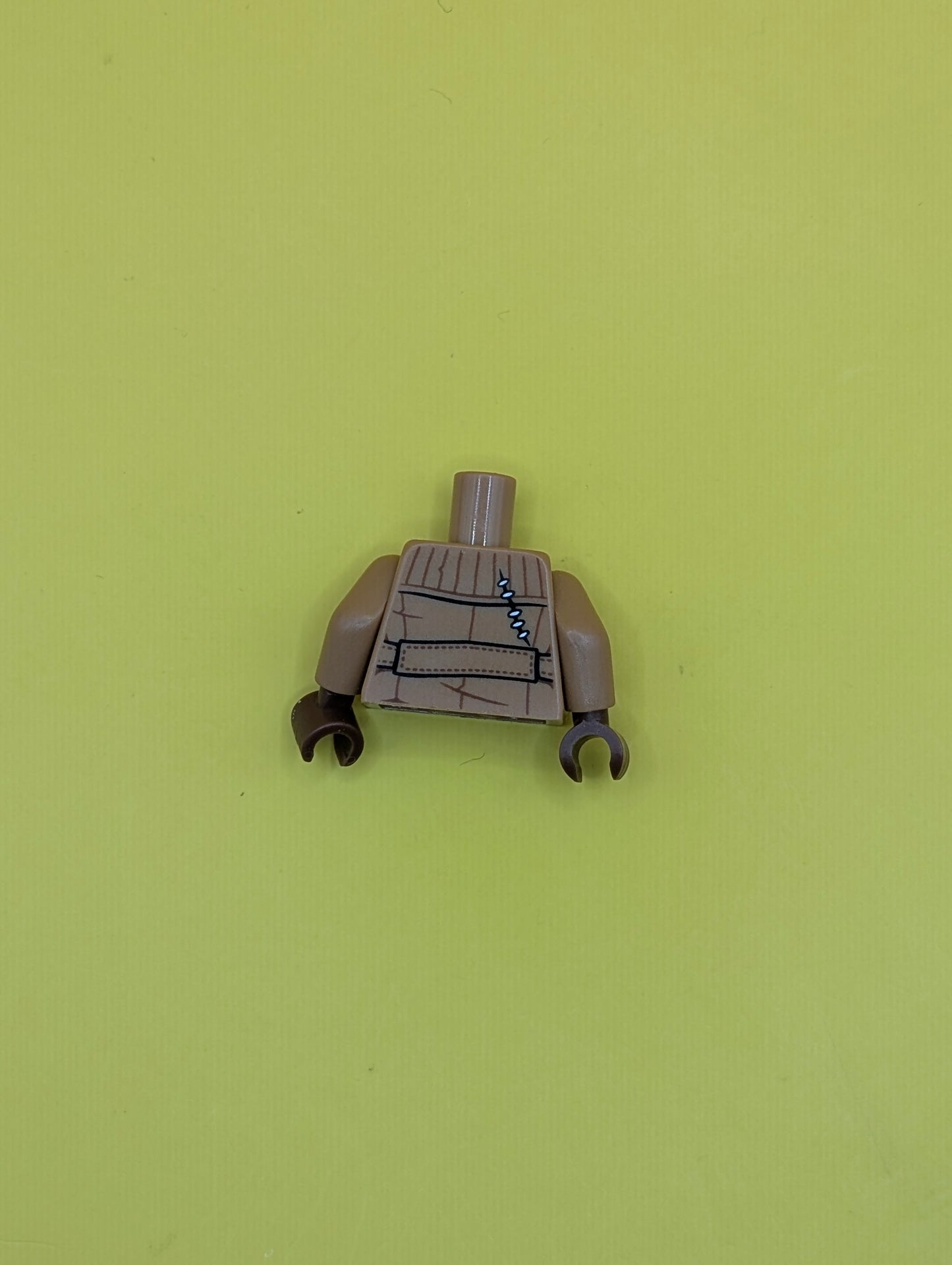 973pb2830c01 Torso SW Jacket Worn with Pockets, Zipper and Gadgets, Tan Undershirt Pattern / Medium Nougat Arms / Reddish Brown Hands Lego Part