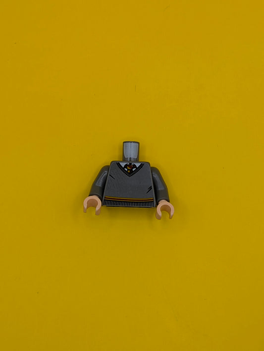 973pb3192c01 Torso V-Neck Sweater, White Collar, Red and Yellow Tie and Waist Trim (Gryffindor) Pattern / Dark Bluish Gray Arms / Light Nougat Hands Lego Part