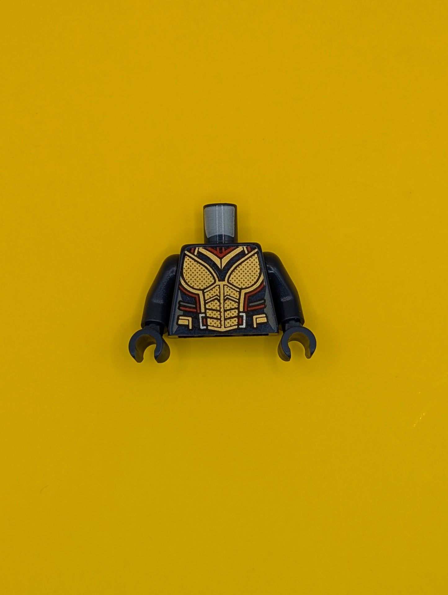 Torso Female Armor with Gold Plates and Red and Metallic Light Blue Trim, Silver Jet Pack on Back Pattern / Dark Blue Arms / Dark Blue Hands 973pb3225c01 Lego