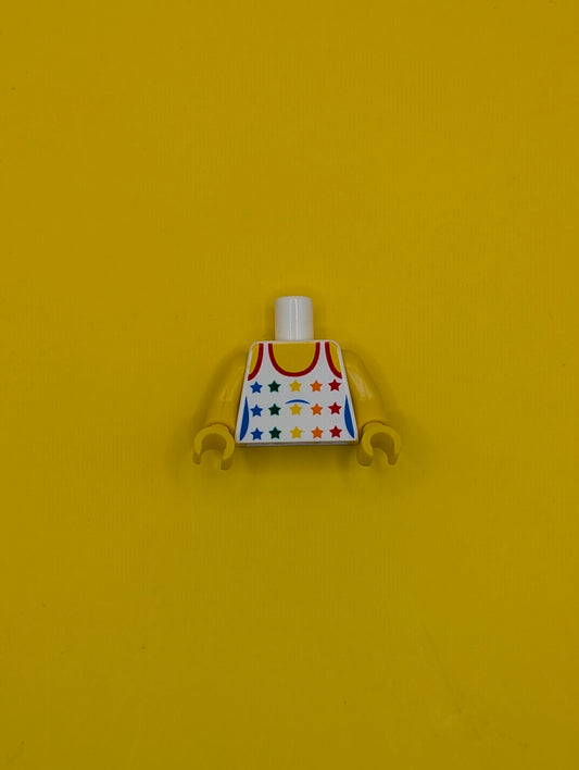 Torso Female Tank Top with Rainbow Stars, Yellow Neck and Shoulders Pattern / Yellow Arms / Yellow Hands 973pb0567c01 Lego