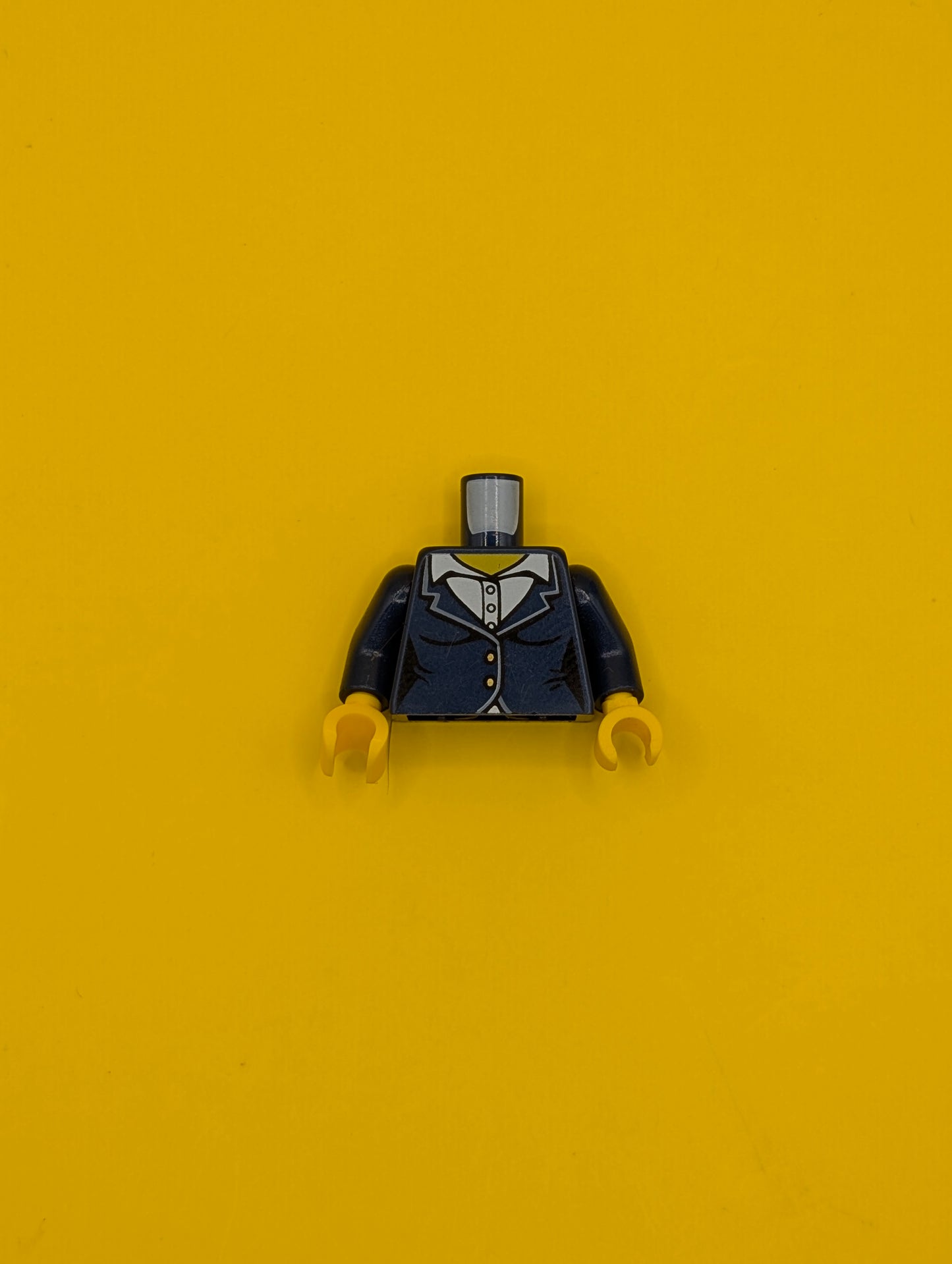 Torso Female Suit Jacket with White Collar Shirt with Buttons Pattern / Dark Blue Arms / Yellow Hands 973pb2345c01 Lego