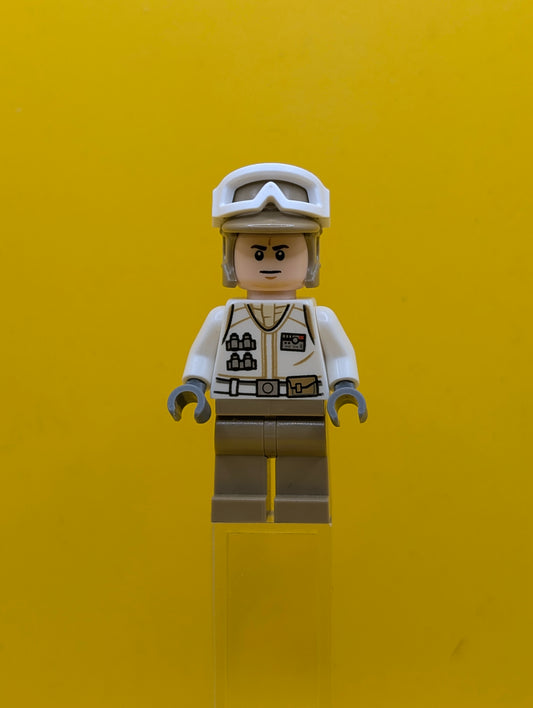 Hoth Rebel Trooper sw1015 White Uniform, Dark Tan Legs (Frown) Star Wars Lego Minifigure