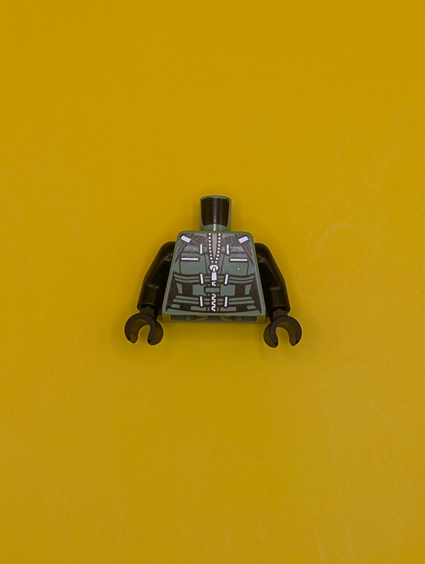 Torso Female Armor with Straps and Metallic Silver Zipper Pattern / Black Arms / Black Hands 973pb3056c01 Lego