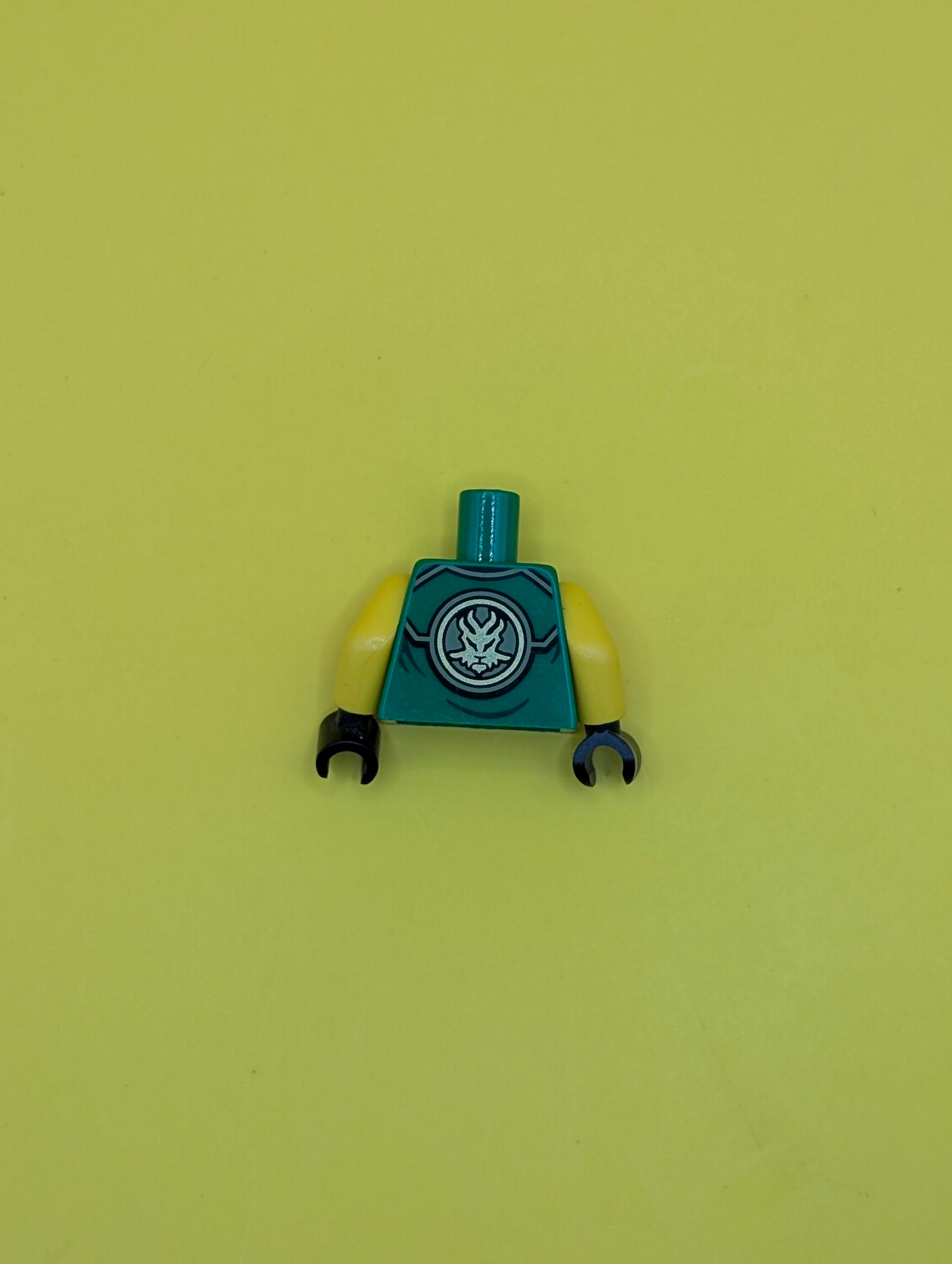 Torso Ninjago Robe with Gold Asian Characters on Black Sash and Lloyd Power Emblem Pattern / Yellow Arms / Black Hands 973pb1913c01 Lego