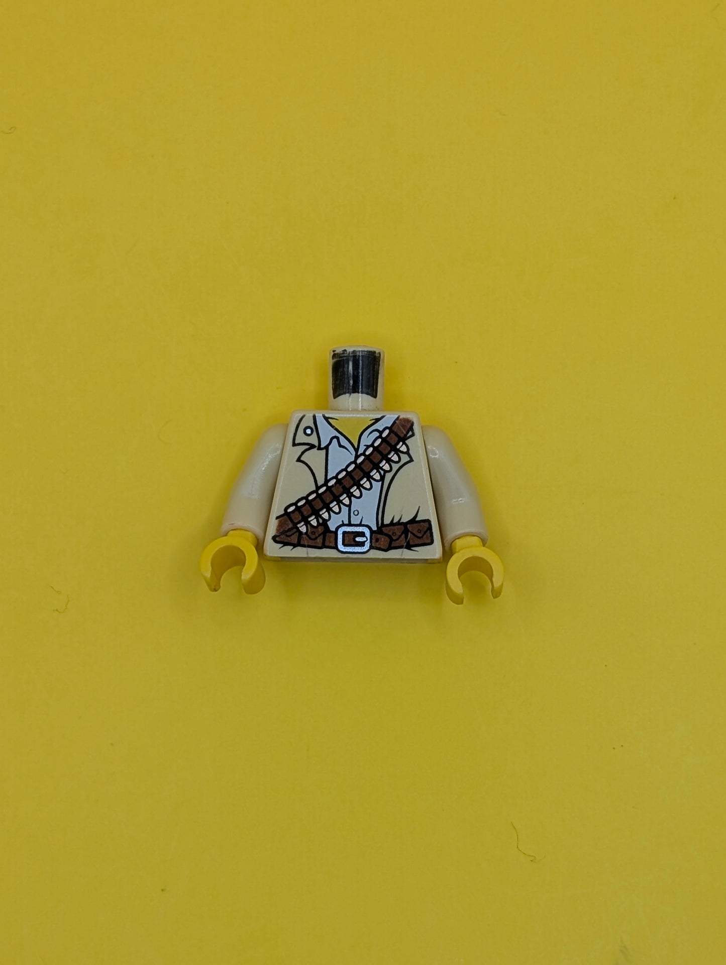 Torso Pharaoh's Quest Tan Vest, White Shirt, Bandolier and Silver Buckle Pattern (Jake Raines) / Tan Arms / Yellow Hands 973pb0781c01 Lego