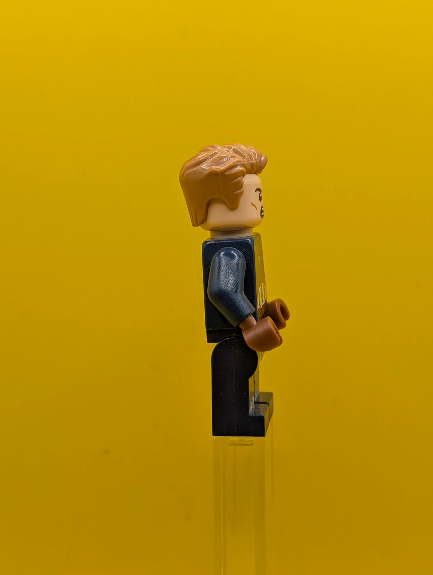 Captain America sh0264 Dark Blue Suit with Reddish Brown Belt and Harness, Reddish Brown Hands, Hair, Dark Brown Eyebrows Marvel Lego Minifigure