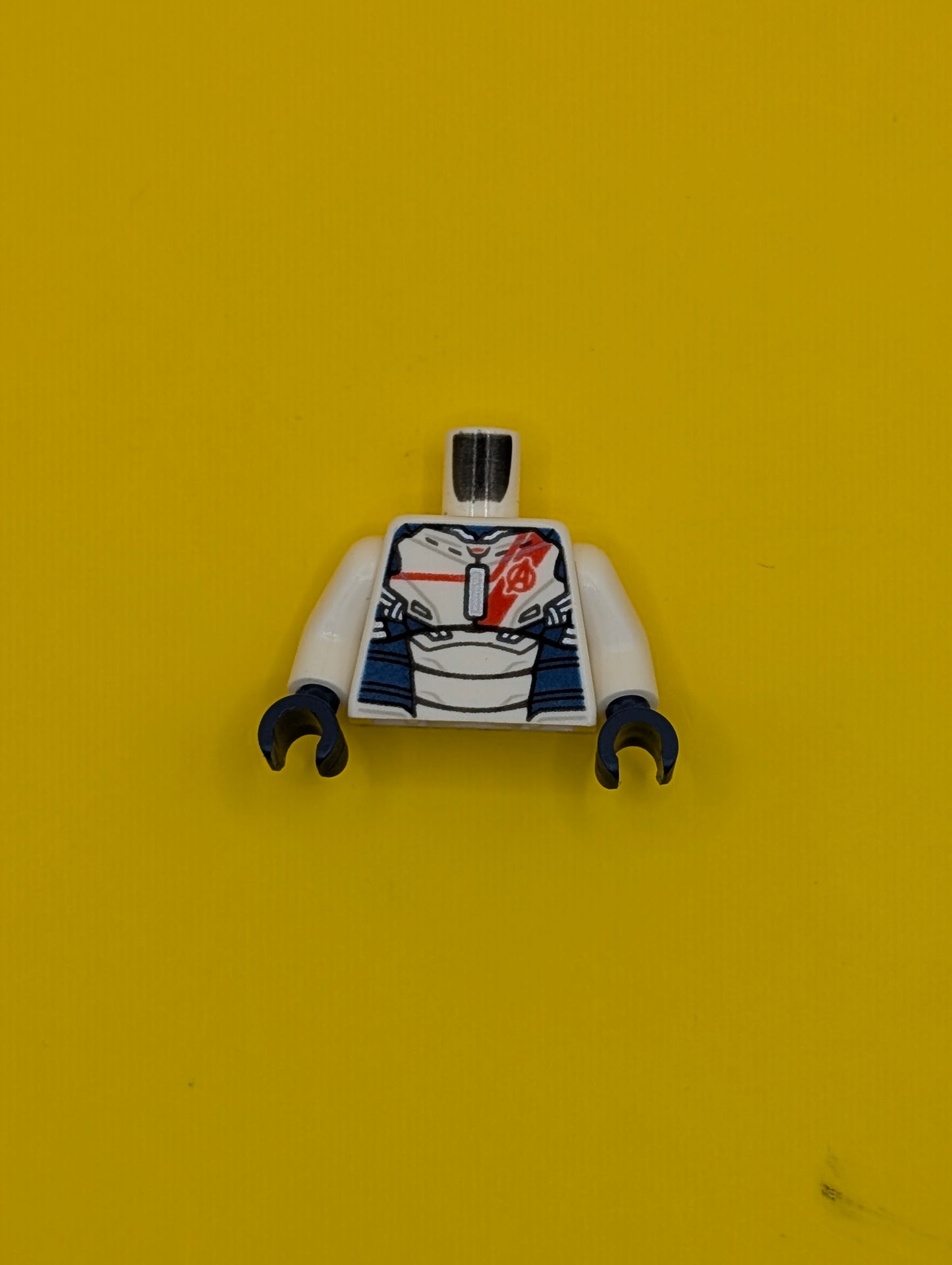 Torso Dark Blue Armor with Red Avengers Logo and Stripe on Front Pattern (Iron Legion) / White Arms / Dark Blue Hands 973pb1938c01 Lego