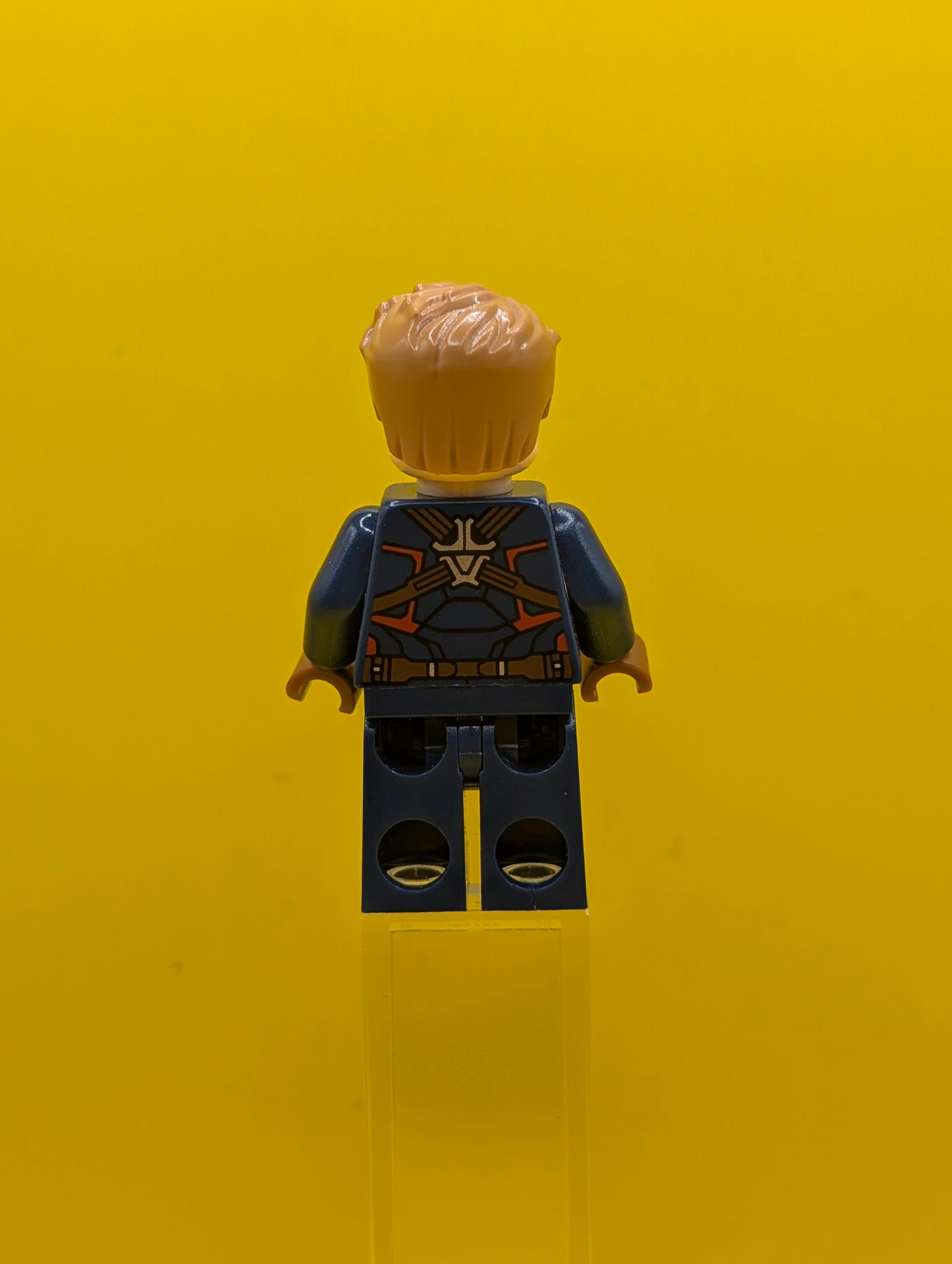 Captain America sh0264 Dark Blue Suit with Reddish Brown Belt and Harness, Reddish Brown Hands, Hair, Dark Brown Eyebrows Marvel Lego Minifigure