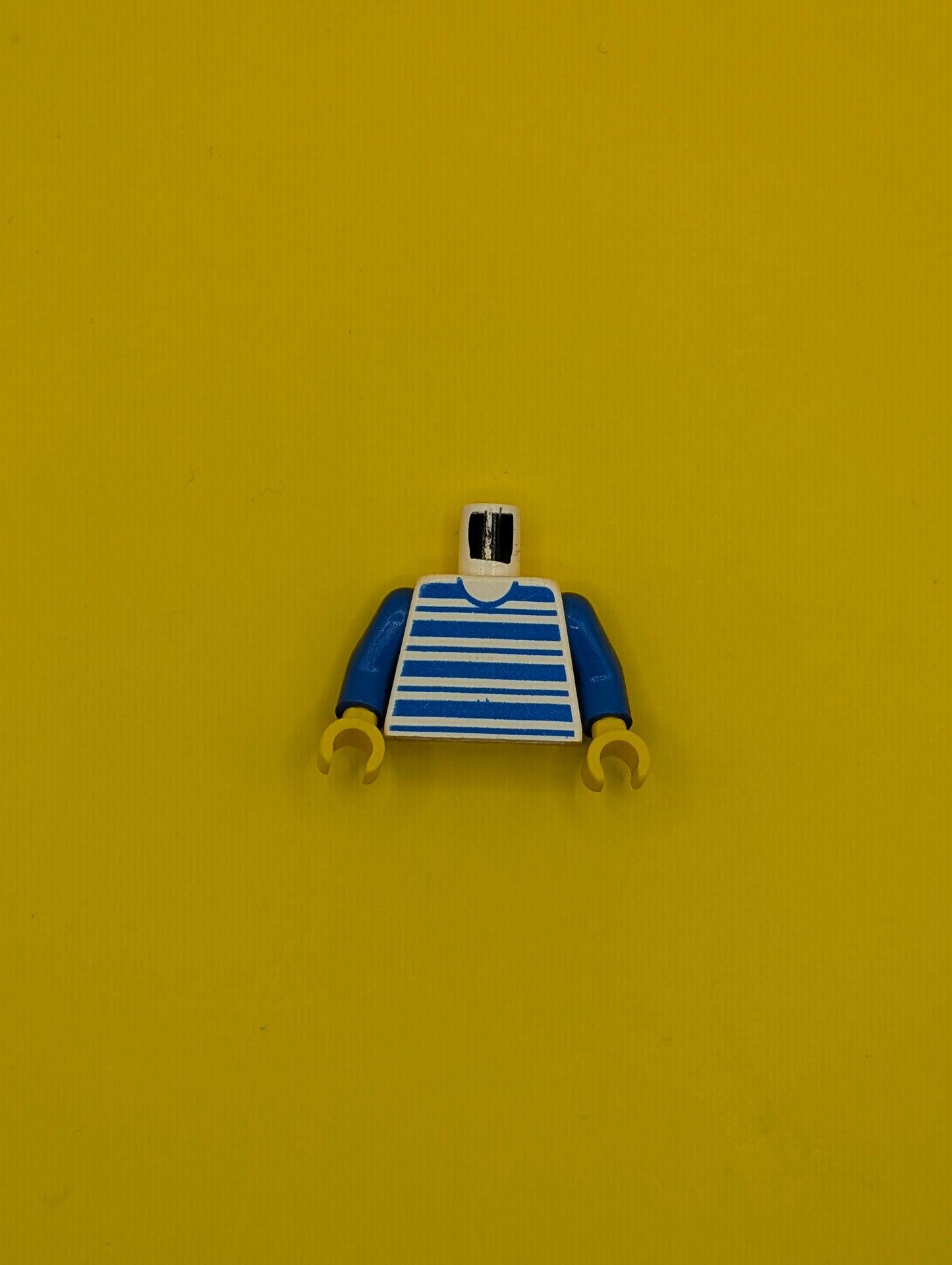 973px61c01 Torso Horizontal Blue Stripes Pattern / Blue Arms / Yellow Hands Lego Part
