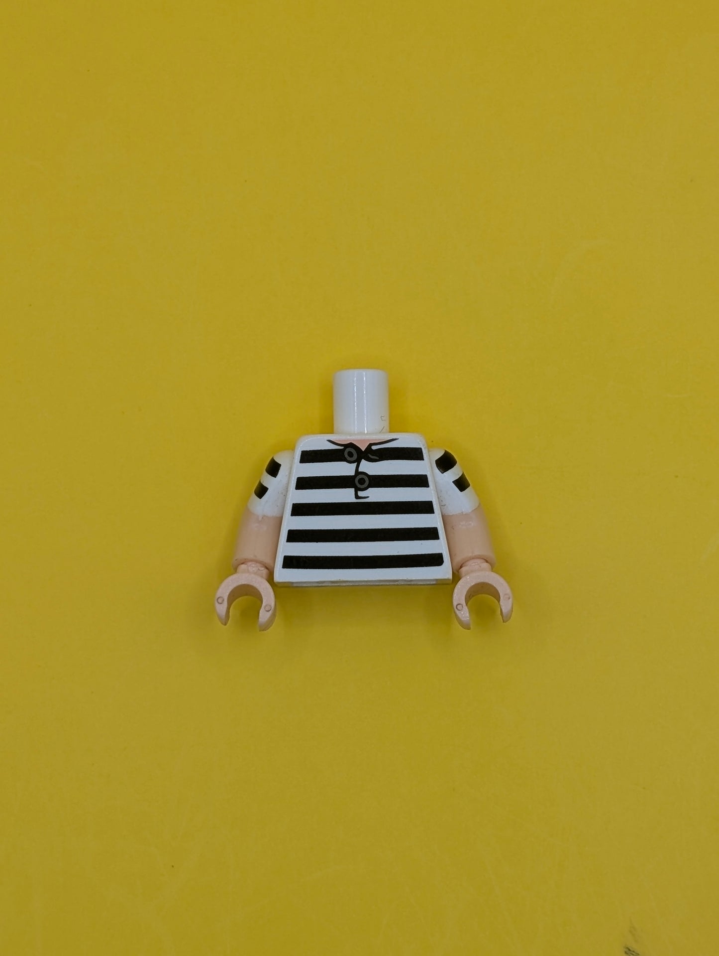Torso Shirt, 5 Black Stripes Pattern / Light Nougat Arms with White Short Sleeves with 2 Black Stripes Pattern / Light Nougat Hands 973pb2944c01 Lego