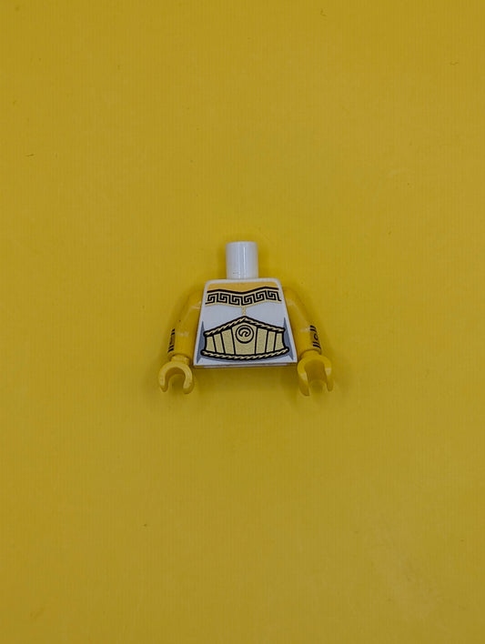 973pb1786c01 Torso Female Toga with Gold Trim and Large Belt Pattern / Yellow Arms with Gold Wristbands Pattern / Yellow Hands Lego Part