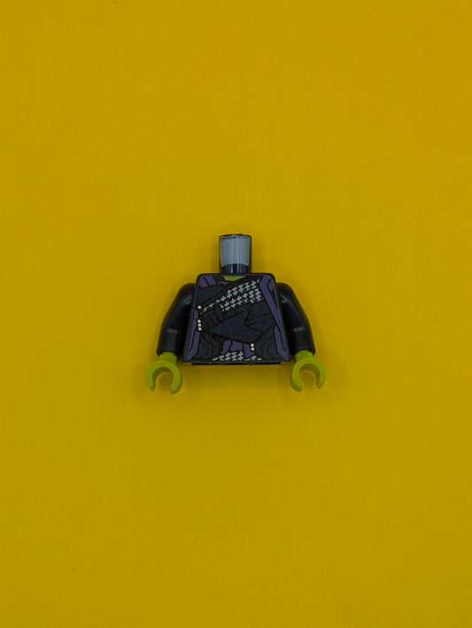 973pb3382c01 Torso Robes with Diagonal Sash and Dark Purple Trim Pattern / Dark Blue Arms / Lime Hands Lego Part
