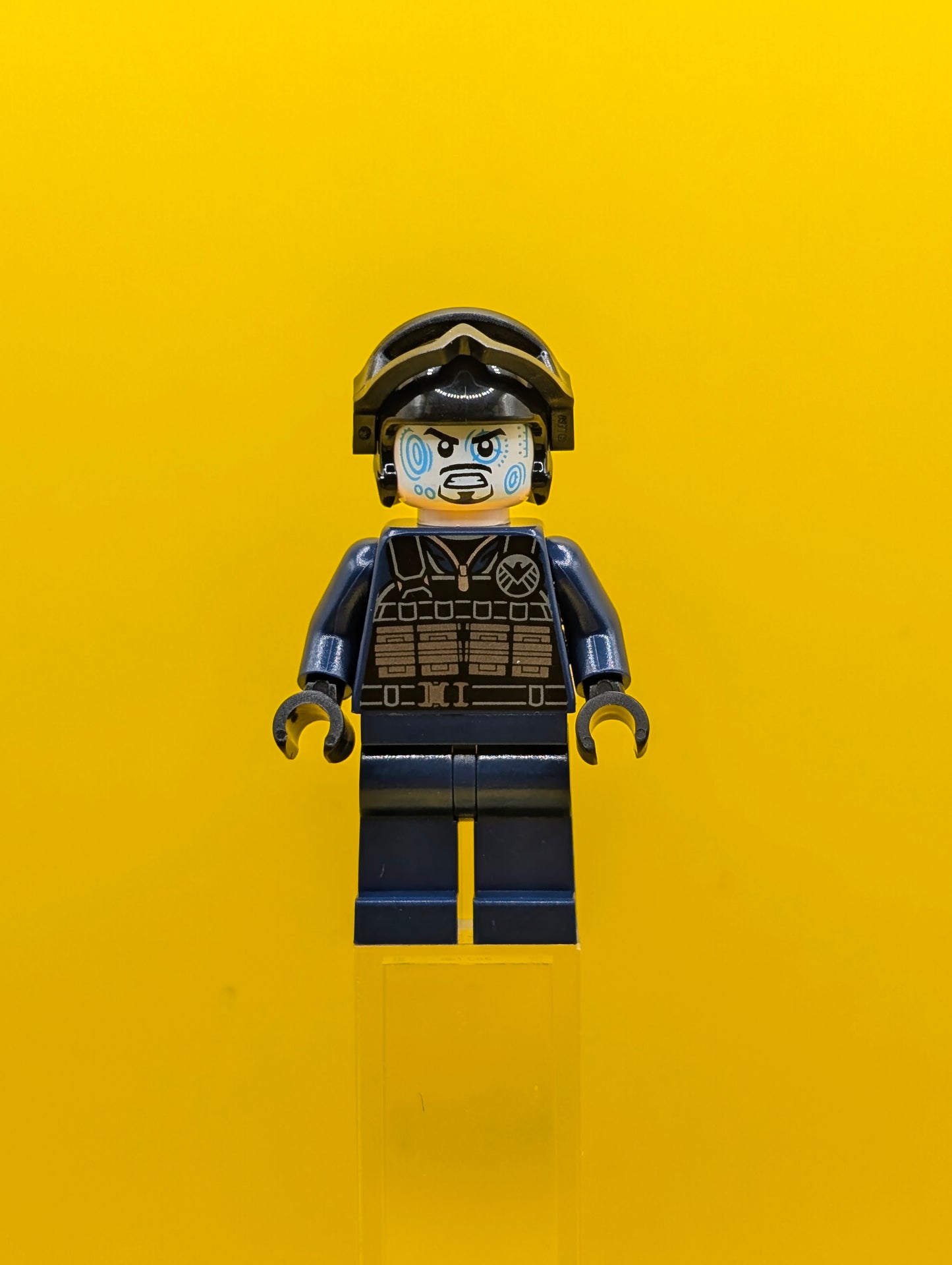 SHIELD Agent sh0919 Tony Stark, Tactical Vest, Black Helmet and Goggles Marvel Lego Minifigure