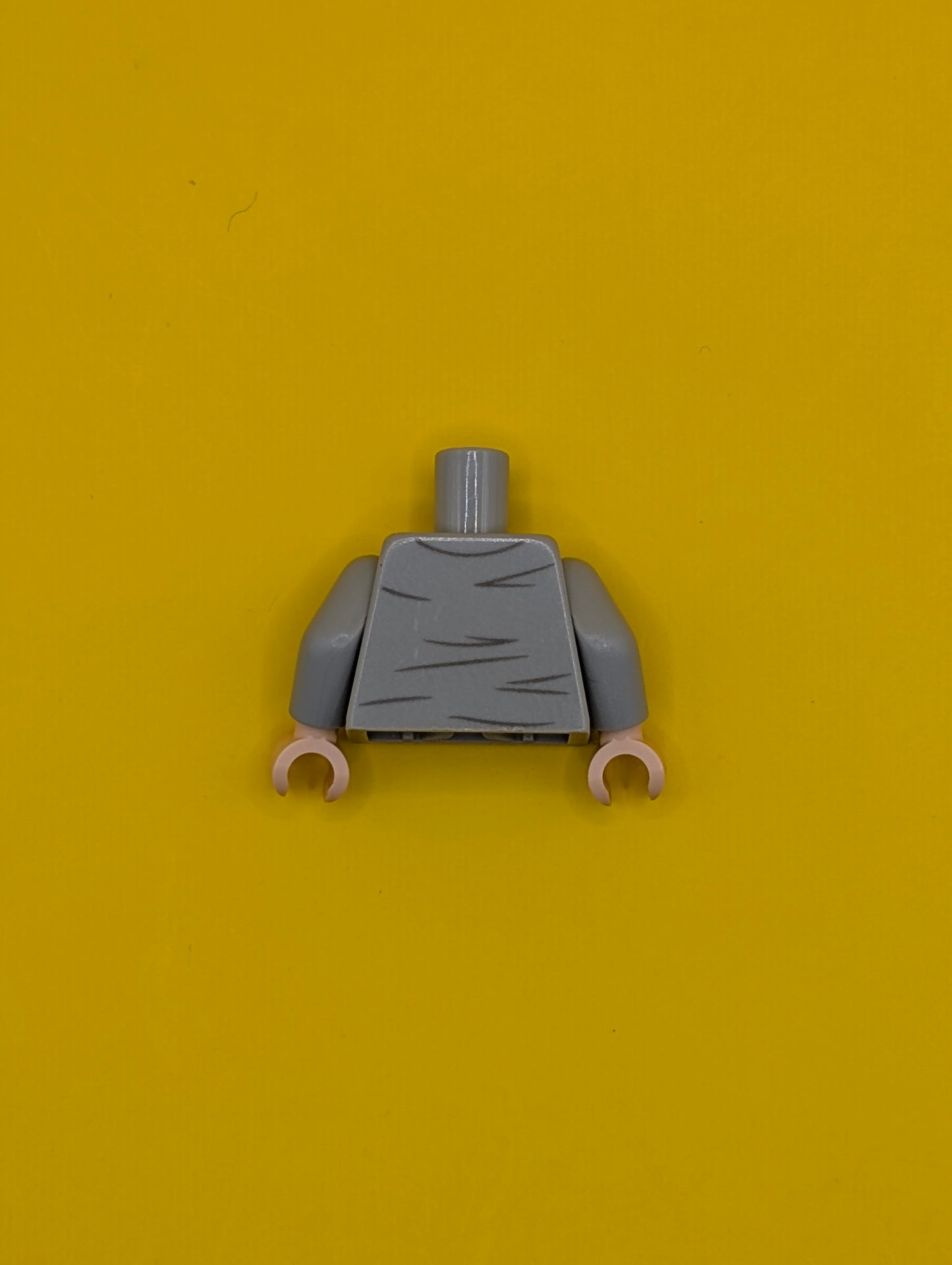 Torso Henley Shirt with Open Collar and Dark Bluish Gray Creases, Light Nougat Neck Pattern / Light Bluish Gray Arms / Light Nougat Hands 973pb3627c01 Lego