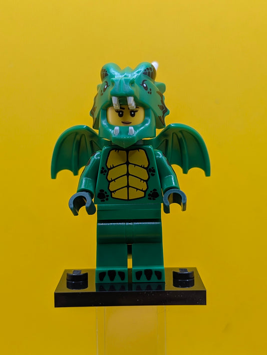Green Dragon Costume col23-12 Series 23 (Complete Set with Stand and Accessories) CMF Lego Minifigure