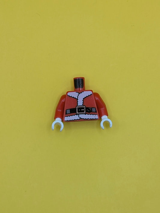 973pb1243c01 Torso Santa Jacket with Fur and Black Belt Pattern / Red Arms / White Hands Lego Part
