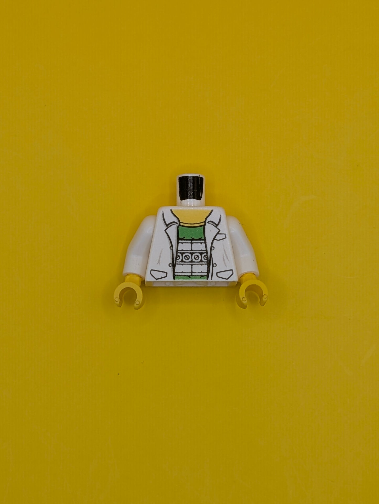 Torso Lab Coat with Pockets over Bright Green Shirt Pattern (Doc Ock) / White Arms / Yellow Hands 973pb1731c01 Lego