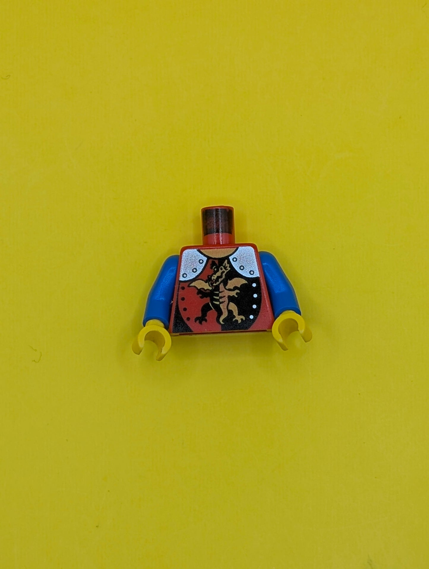 Torso Castle Armor with Standing Dragon and Silver Shoulders, Yellow Neck Pattern / Blue Arms / Yellow Hands 973pb0105c02 Lego