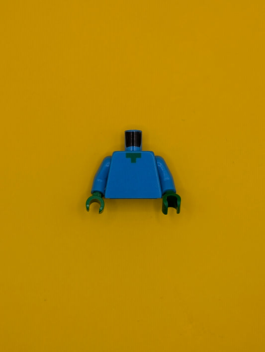 973pb1814c01 Torso Pixelated Green Neck Pattern (Minecraft Zombie) / Dark Azure Arms / Green Hands Lego Part