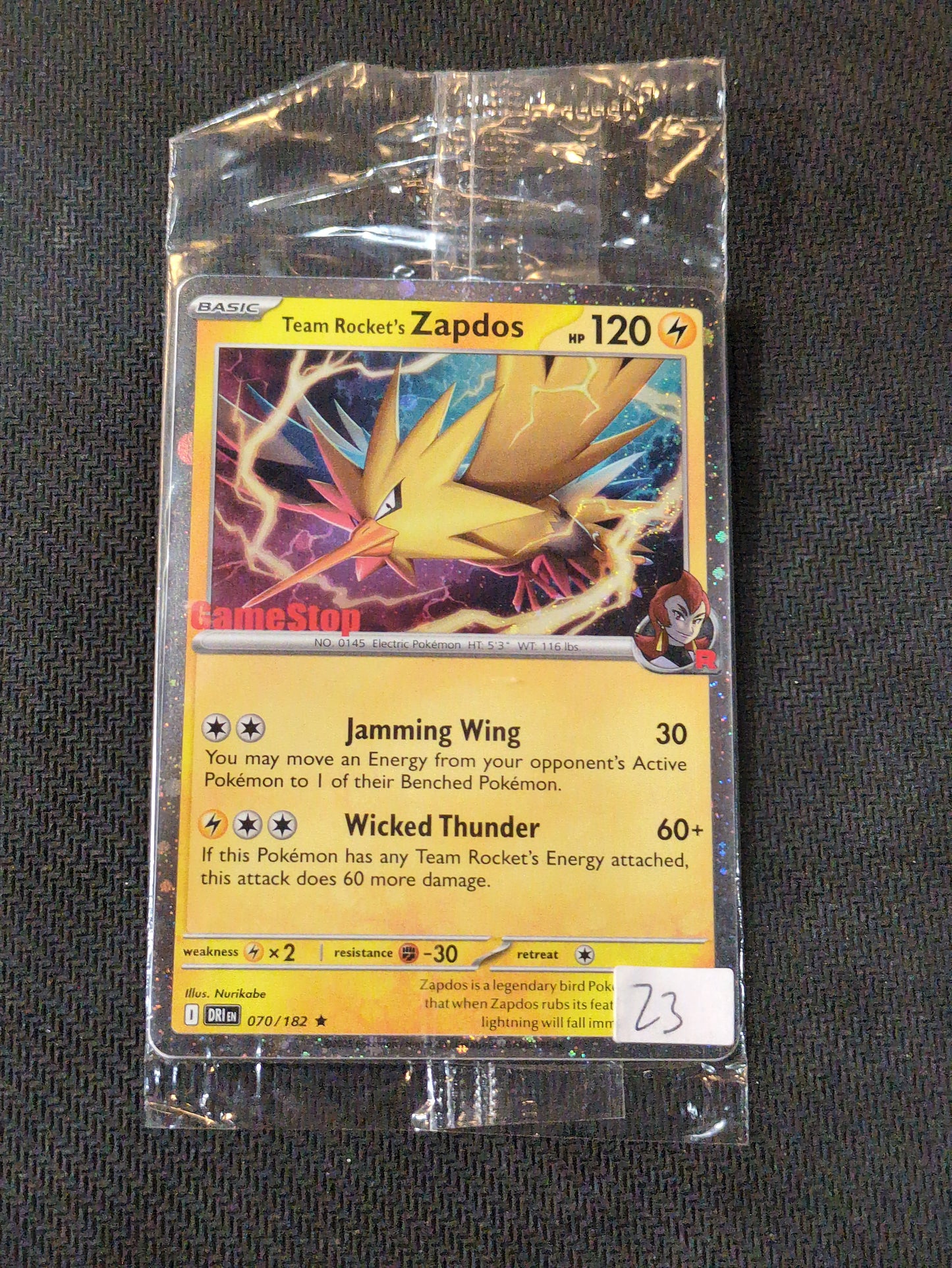 #070/182 Team Rocket's Zapdos (GameStop stamped)