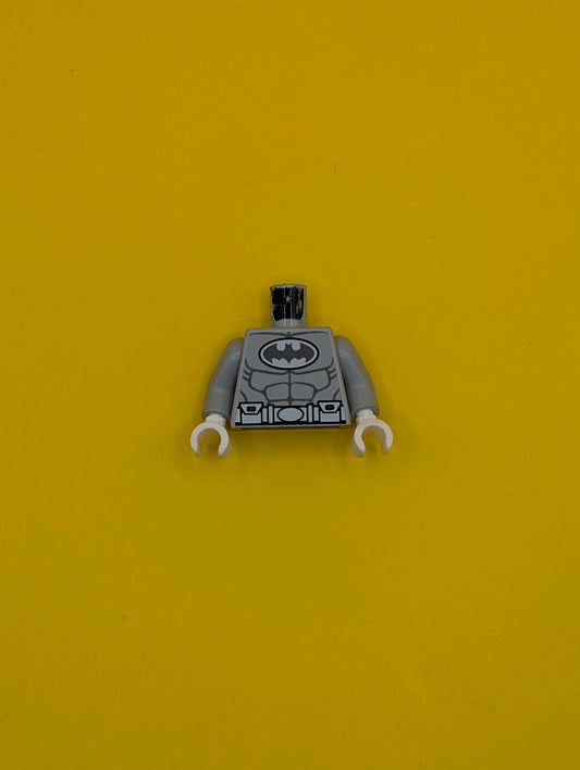 973pb1294c01 Torso Batman Logo in White Oval with Muscles and White Belt on Front and Back Pattern / Light Bluish Gray Arms / White Hands Lego Part