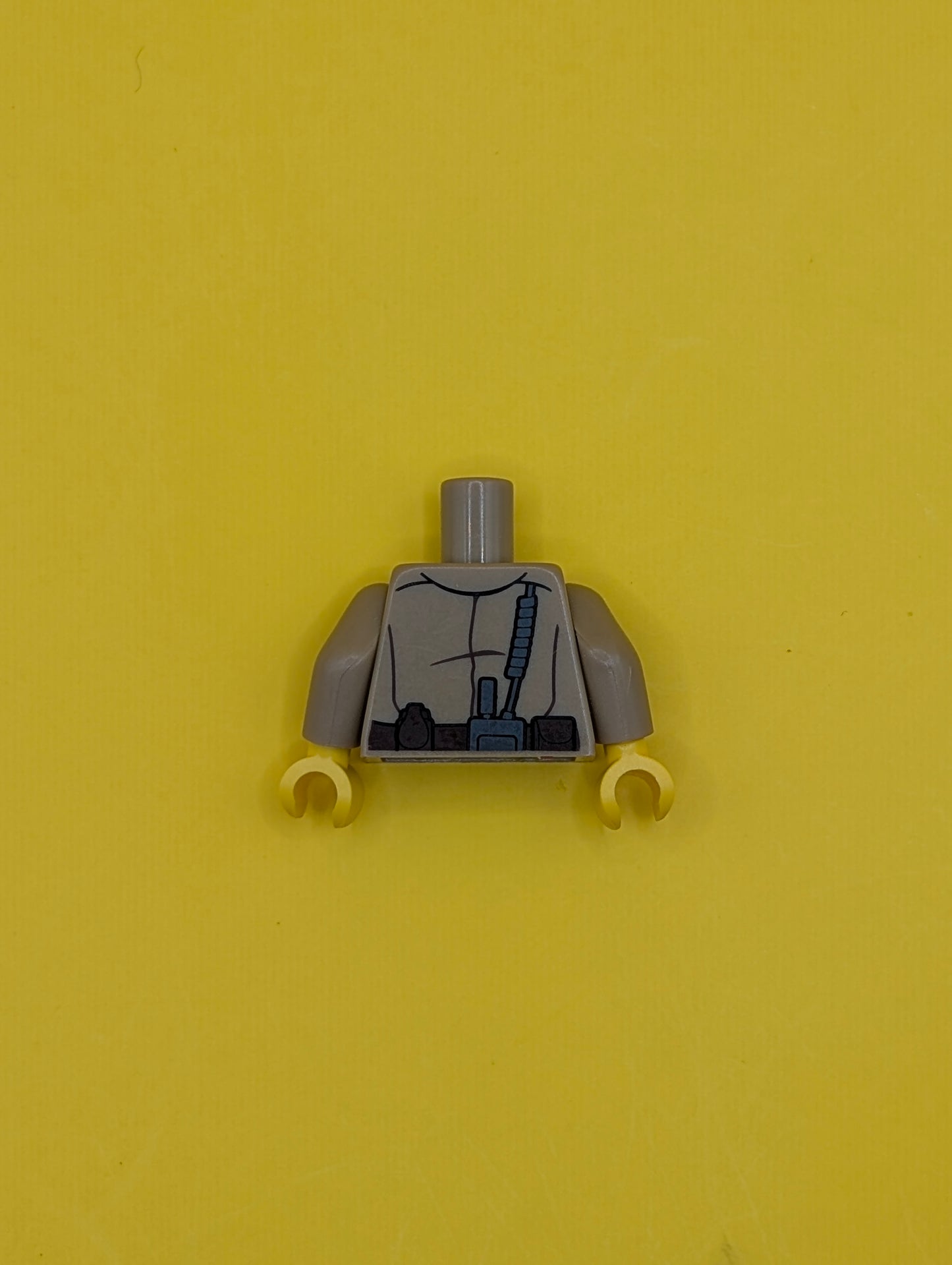 Torso Shirt Button Down with Pockets, Radio, Badge and Dark Brown Belt Pattern / Dark Tan Arms / Yellow Hands 973pb0985c01 Lego