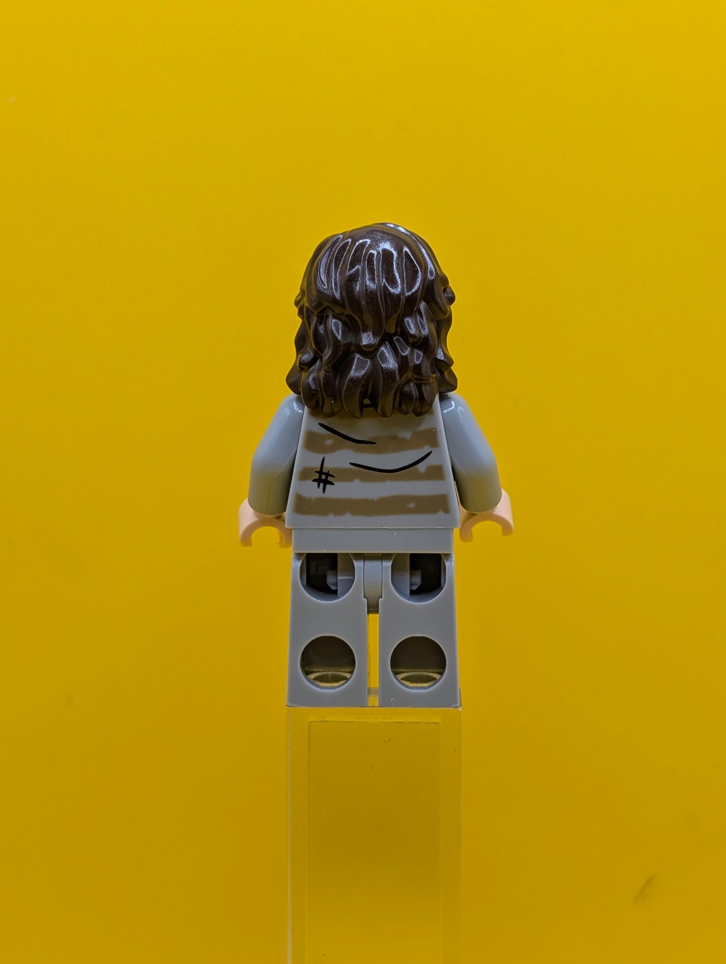 Sirius Black hp345 Dark Brown Hair, Light Bluish Gray Tattered Striped Shirt Harry Potter Lego Minifigure