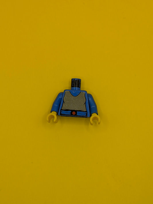 973px83c01 Torso SW Dark Gray Shirt, Blue Belt with Red Buckle Pattern / Blue Arms / Yellow Hands Lego Part