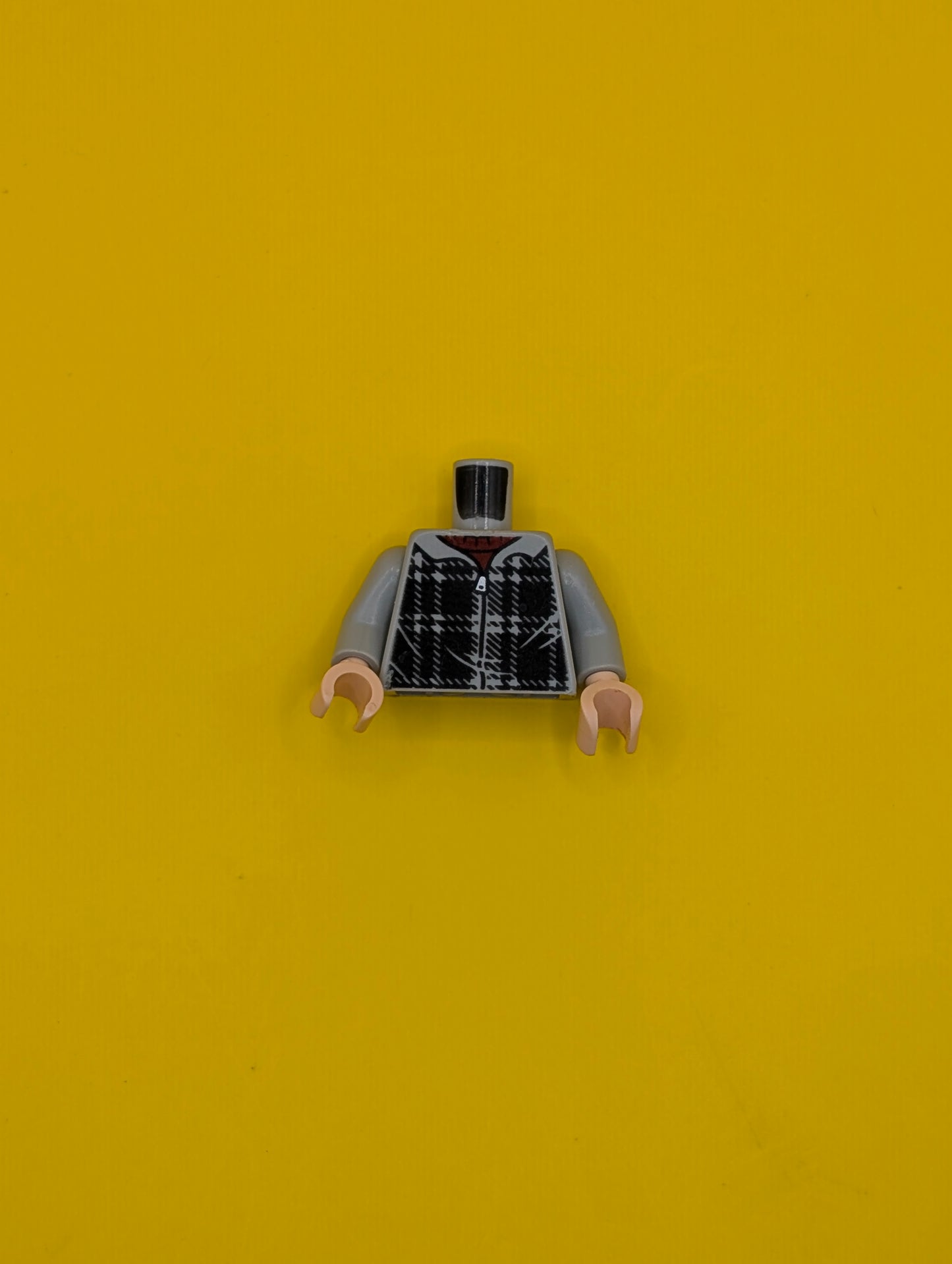 Torso Hoodie Plaid over Dark Red Shirt Pattern / Light Bluish Gray Arms / Light Nougat Hands 973pb3218c01 Lego