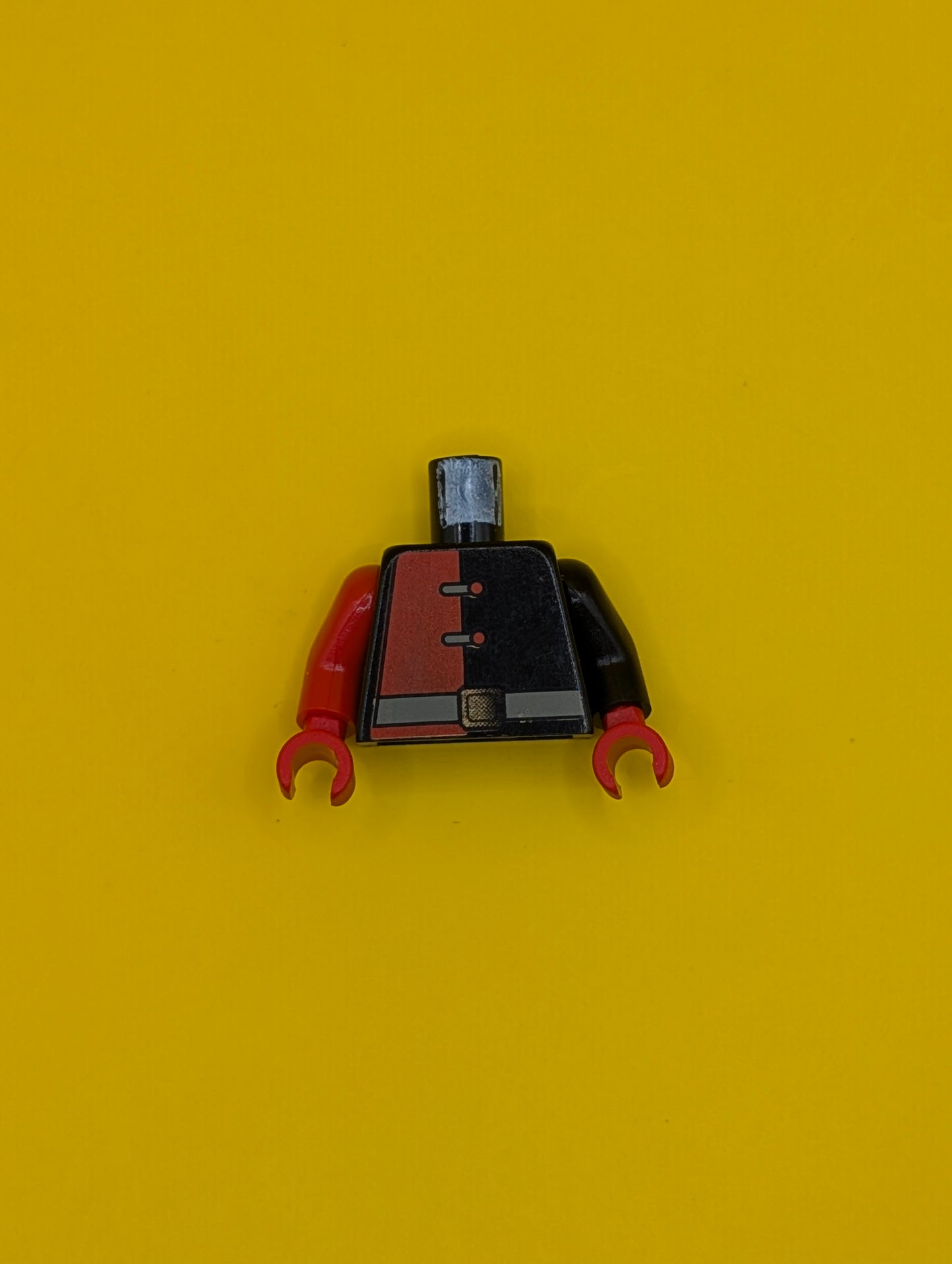Torso Alpha Team Shirt with Red Panel and Buttons, Dark Gray Belt with Gold Buckle Pattern / Black Arm Left / Red Arm Right / Red Hands 973pb0107c01 Lego