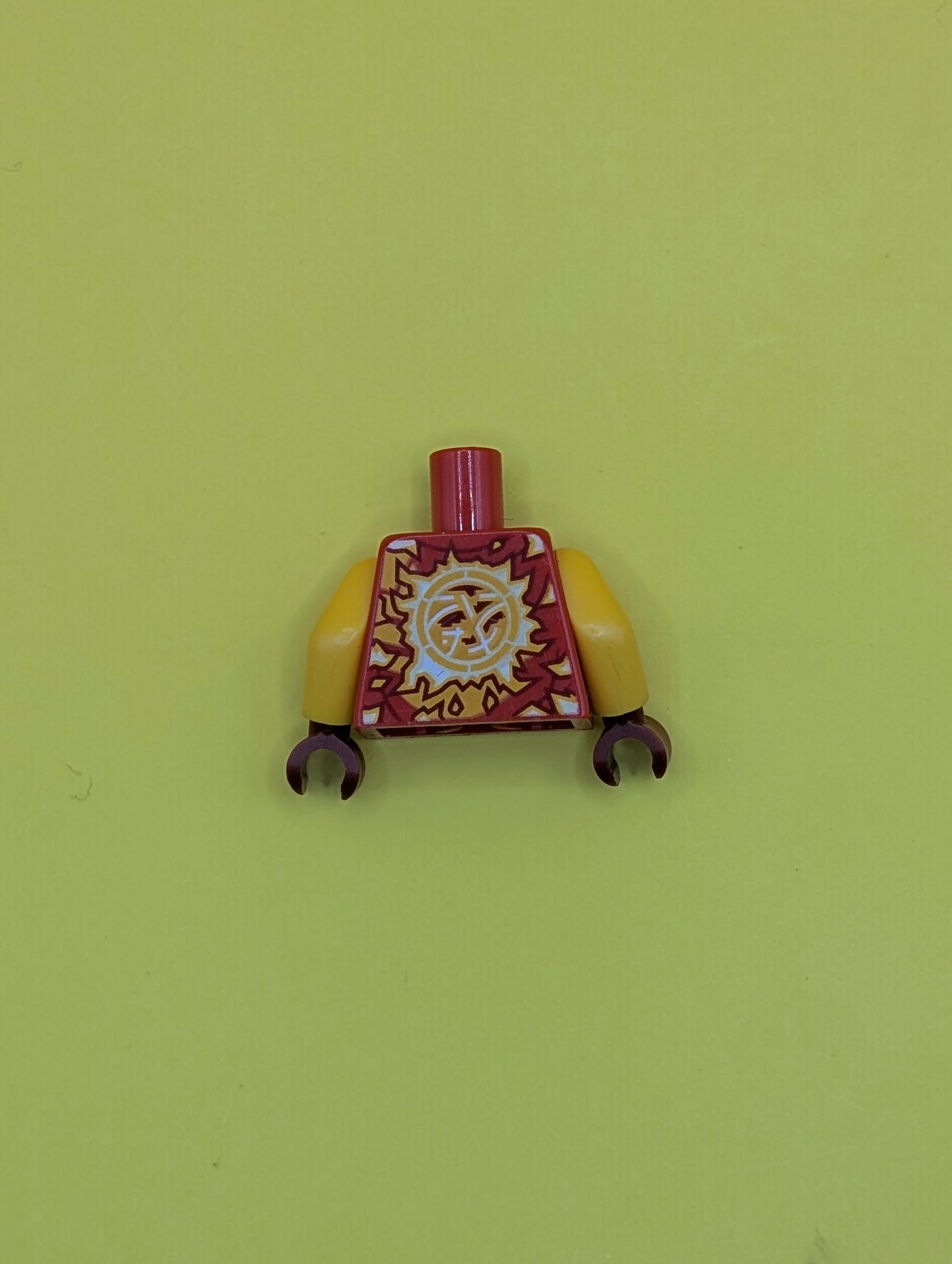 Torso Tunic, White and Bright Light Orange Energy, Ninjago Logogram Letter K Pattern / Bright Light Orange Arms / Dark Red Hands 973pb4631c01 Lego
