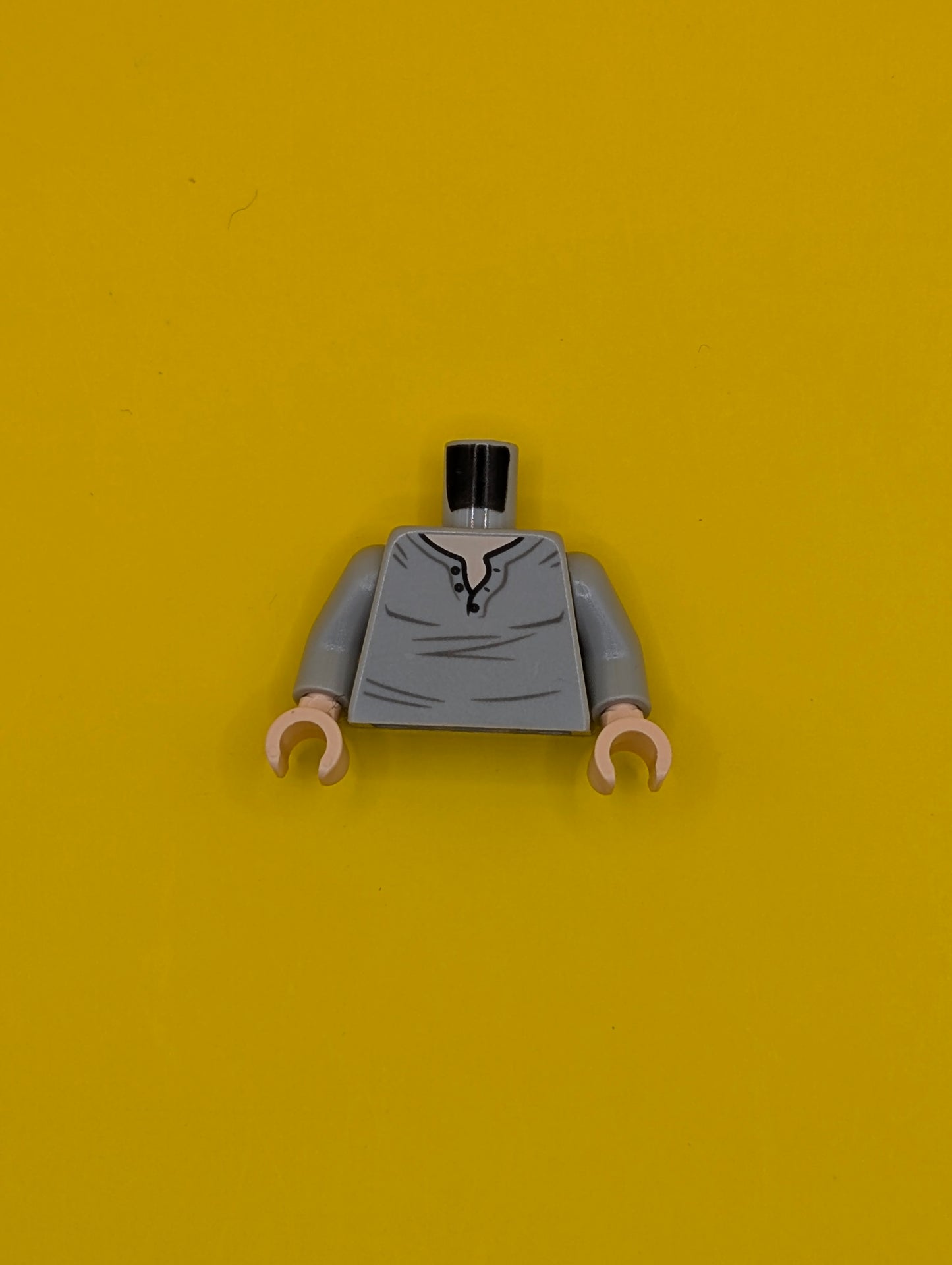 Torso Henley Shirt with Open Collar and Dark Bluish Gray Creases, Light Nougat Neck Pattern / Light Bluish Gray Arms / Light Nougat Hands 973pb3627c01 Lego
